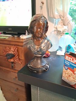 Young Peasant Girl With Bonnet 19th Or 20th  Century Century  French Bronze With Patinatedfinish (Cash Only)