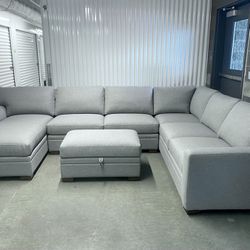 Free Delivery- Brand New Thomasville Ushaped Sectional Sofa With Storage Ottoman 