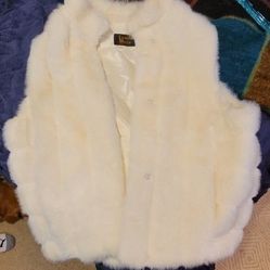 Two XL Faux Fur Vintage Vests Black And White $55ea  OBO