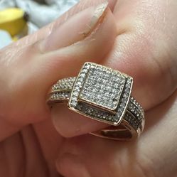 Beautiful Real diamond wedding ring, Stacked, 10k Gold Ring, All Real 