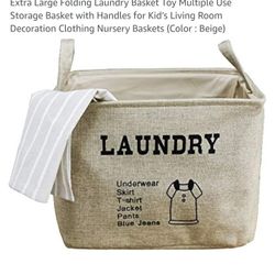Extra Large Folding Laundry Basket Toy Multiple Use Storage Basket with Handles for Kid’s Living Room Decoration Clothing Nursery Baskets (Color : Bei