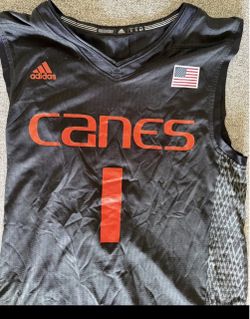 Adidas Miami Hurricanes #1 Basketball Jersey Mens Size Small Black Canes NCAA
