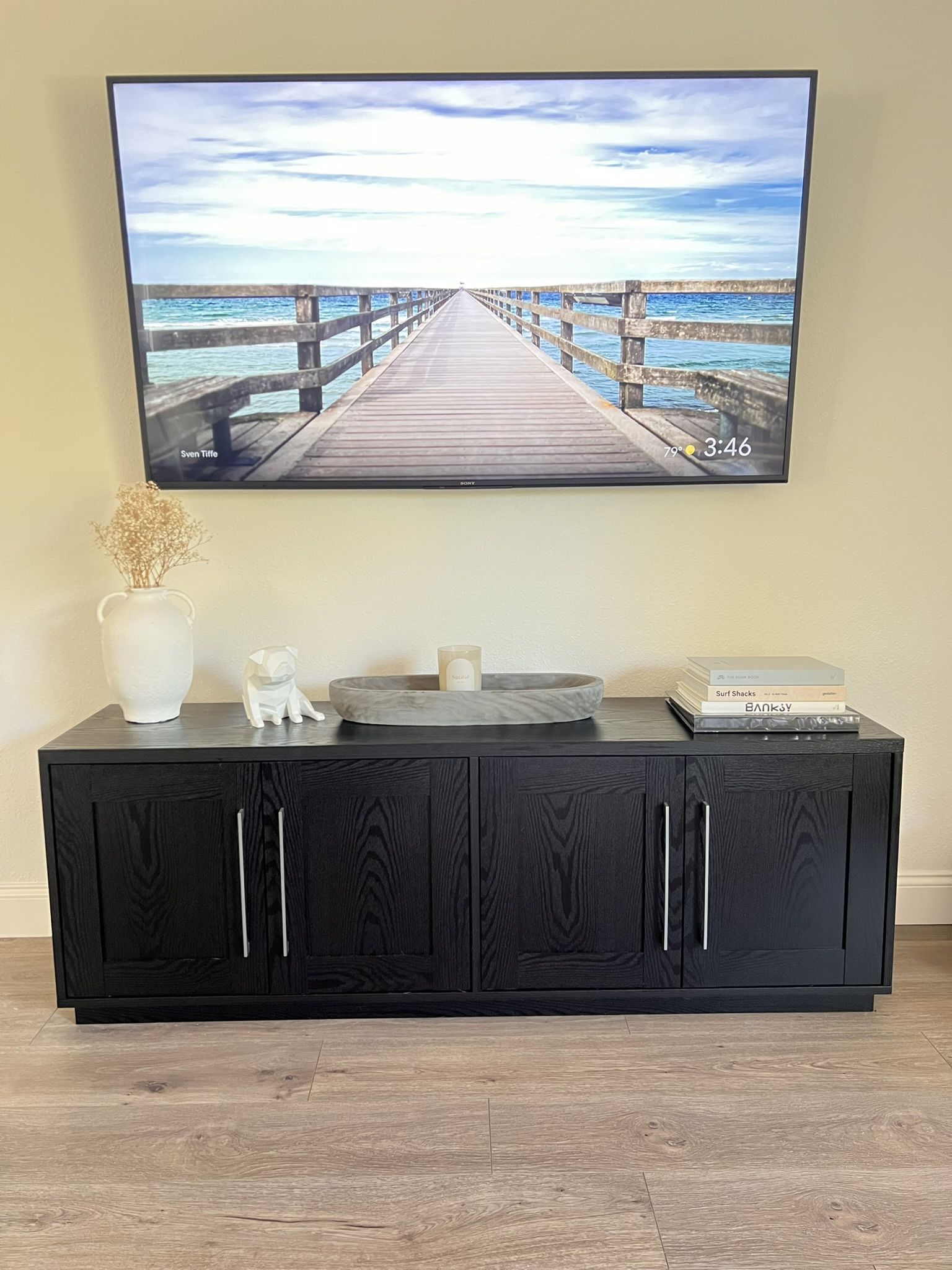 Black TV Console Cabinet