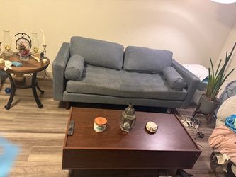 TOV mid-Century Furniture Cave Tweed Loveseat navy  Sofa