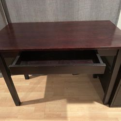 3-Piece Solid Wood Office Furniture Set – Walnut Desk & Oak Cabinets - $50