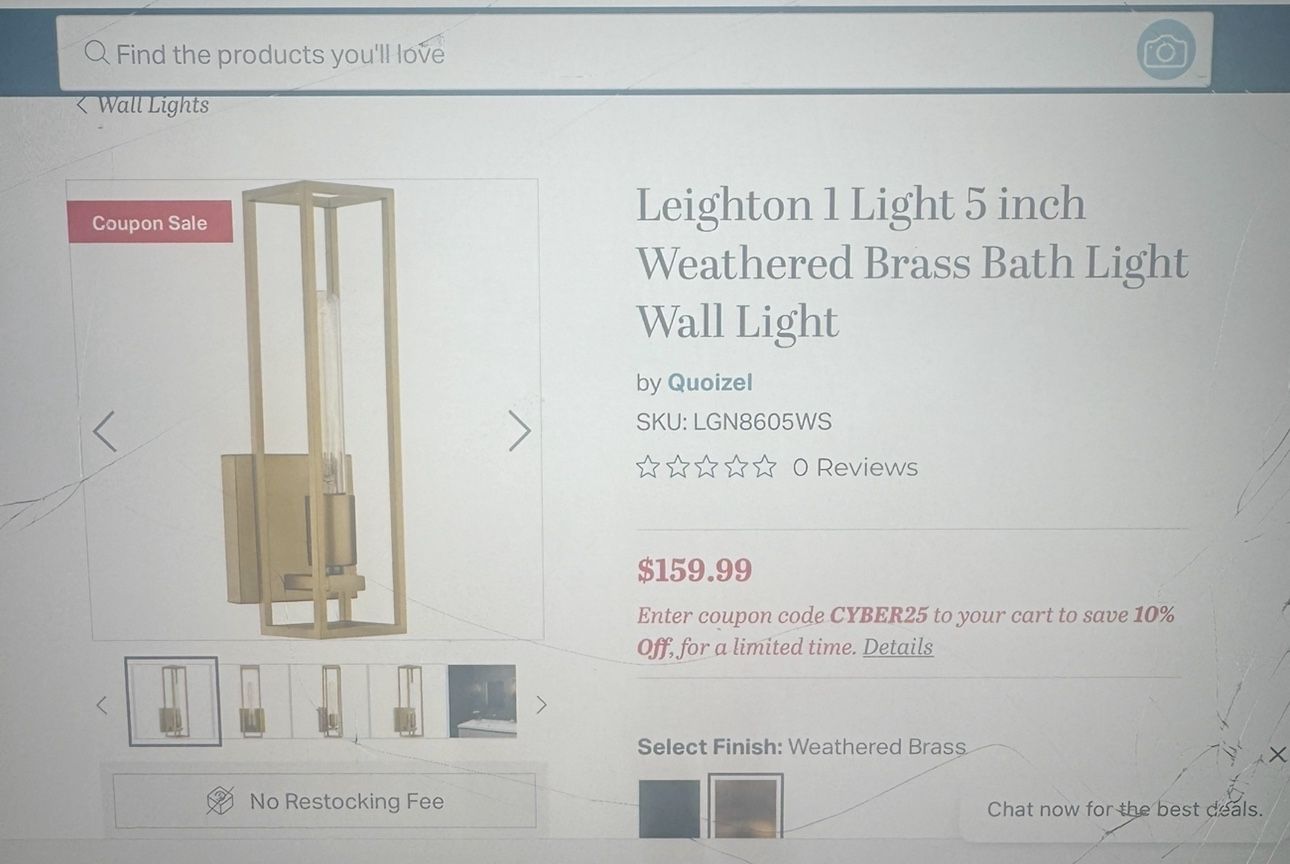 Two Brass Bath Light Wall Light