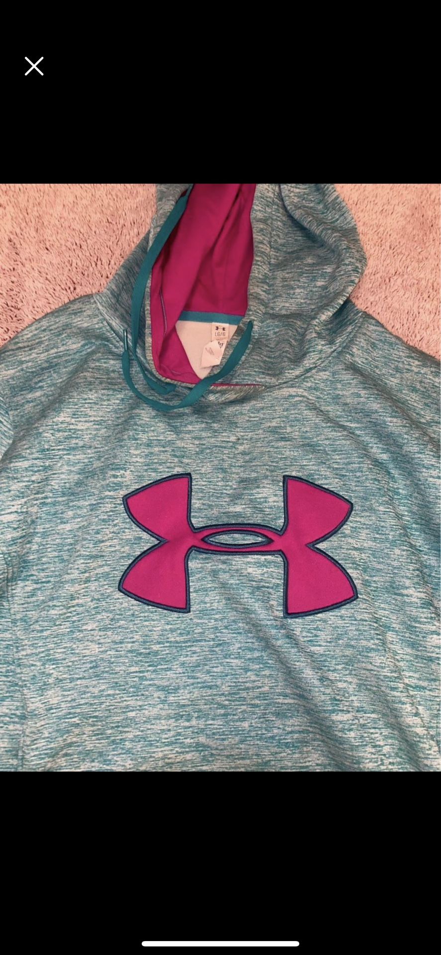 Under Armour Sweat Shirt | Size Large | Turquoise And Pink | Pull Over Wirh Hood