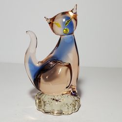 Glass Cat Figurine 6"