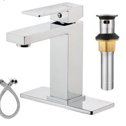 NEW! 2x Chrome Finish Bathroom Faucets | KUZOR Modern Design Premium Stainless Steel