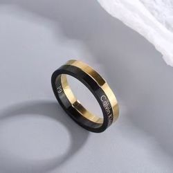 Ring couple ring black gold titanium steel colorless ring fashion versatile ins Valentine‘s Day birthday gift