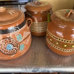 Olla Frijolera De Barro Mexicano. Olla Para Floreros