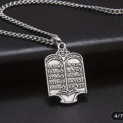 JEWISH TORAH SCROLL STAINLESS STEEL MENS XTRA LONG NECKLACE