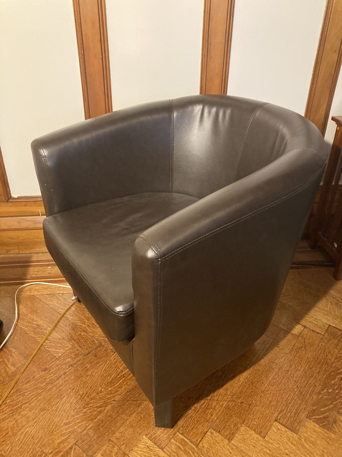 Brown Leather Bucket Chair