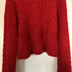 Cyrus Vibrant Red Fuzzy Sweater