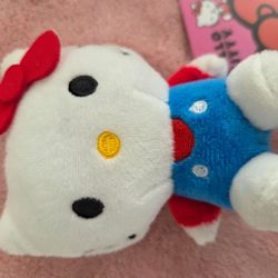 4" Hello Kitty in Blue Overall Shoulder Sitter Stuffed Plush