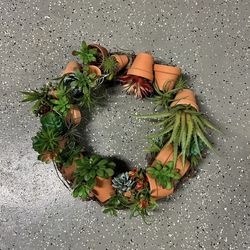 Succulent Wreath with Terracotta Pots