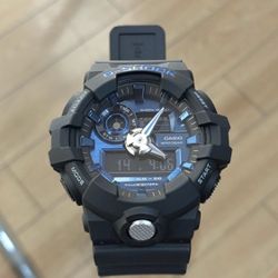 Casio GA-710 Watch Blue Black G-SHOCK Stylish Blue Metallic Dial Vintage