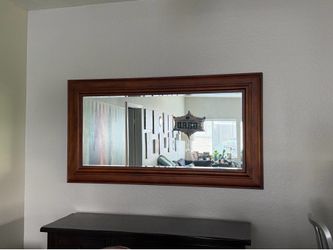 Pottery Barn Large Beveled Wall Mirror — Wood Frame, Espresso