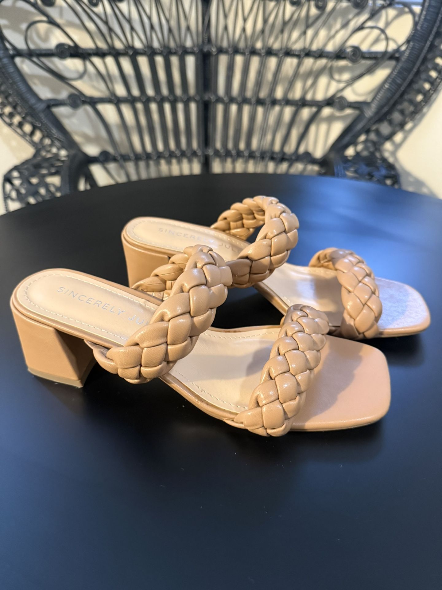 Sincerely Jules Tan Braided Heeled Sandals