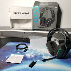 New Logitech G733 Lightspeed Wireless Gaming Headset W/ Suspension Headband, Lightsync RGB, Blue VO!CE mic technology and PRO-G Audio Drivers - Black