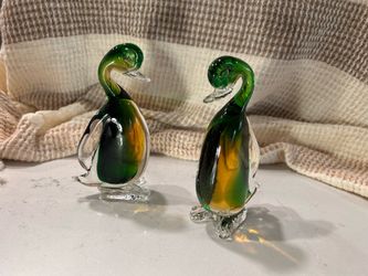 Vintage Murano Style Duck Figurines (2) Pair