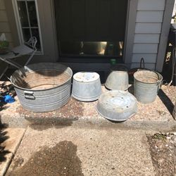 5 Galvanized Wash Buckets Clean And Ready Garden