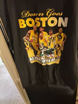 Authentic Lakers and Celtics, championship t-shirts.