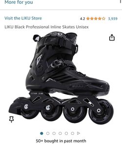 LIKU Black Professional Inline Skates Unisex mens size 10 womens size 11