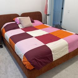 Orange Upholstered Bed For Sale