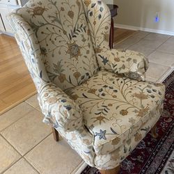 ESTATE SALE Henredon Wingback Queen Anne Chair in Botanical Floral