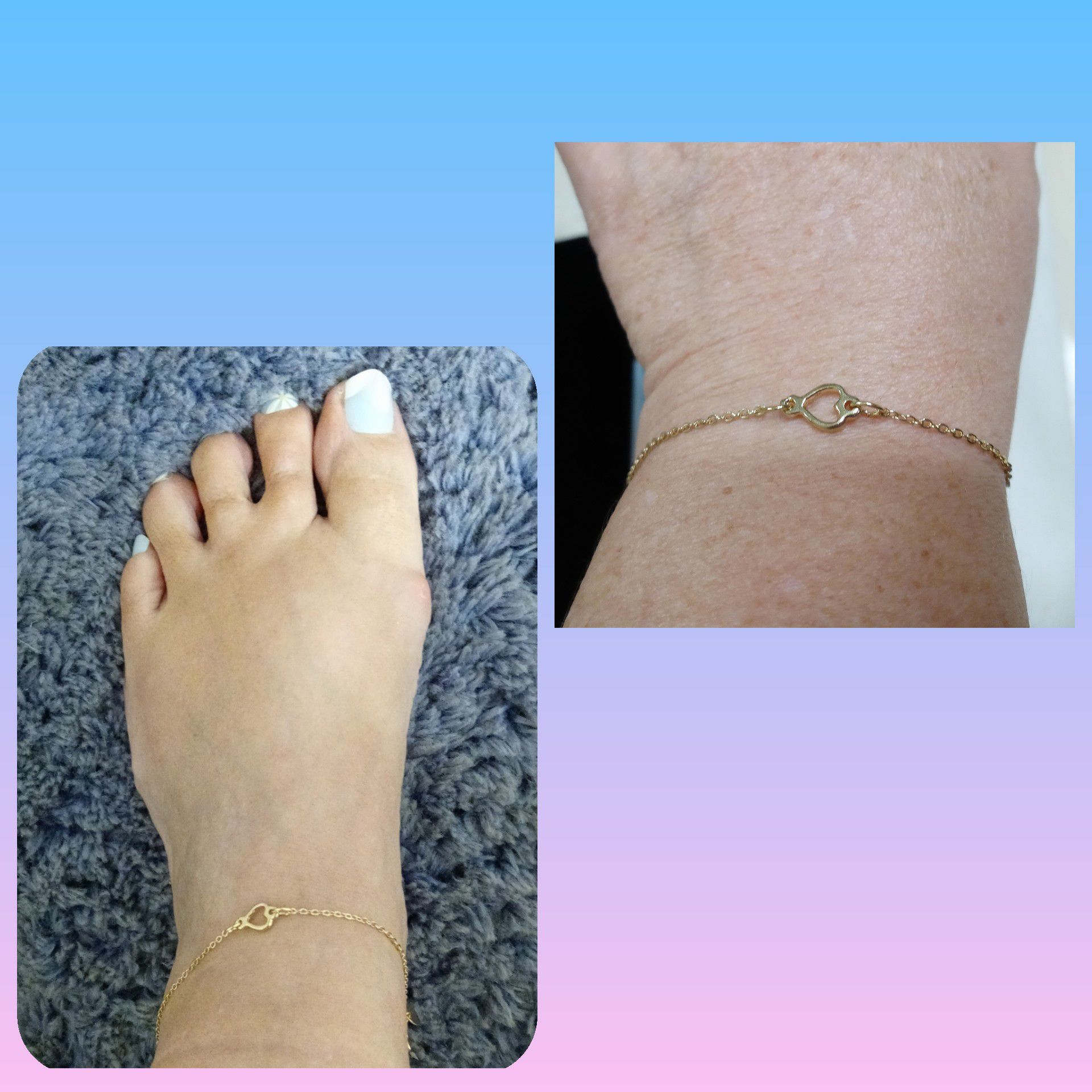 Small Gold Plated Heart Bracelet/Anklet