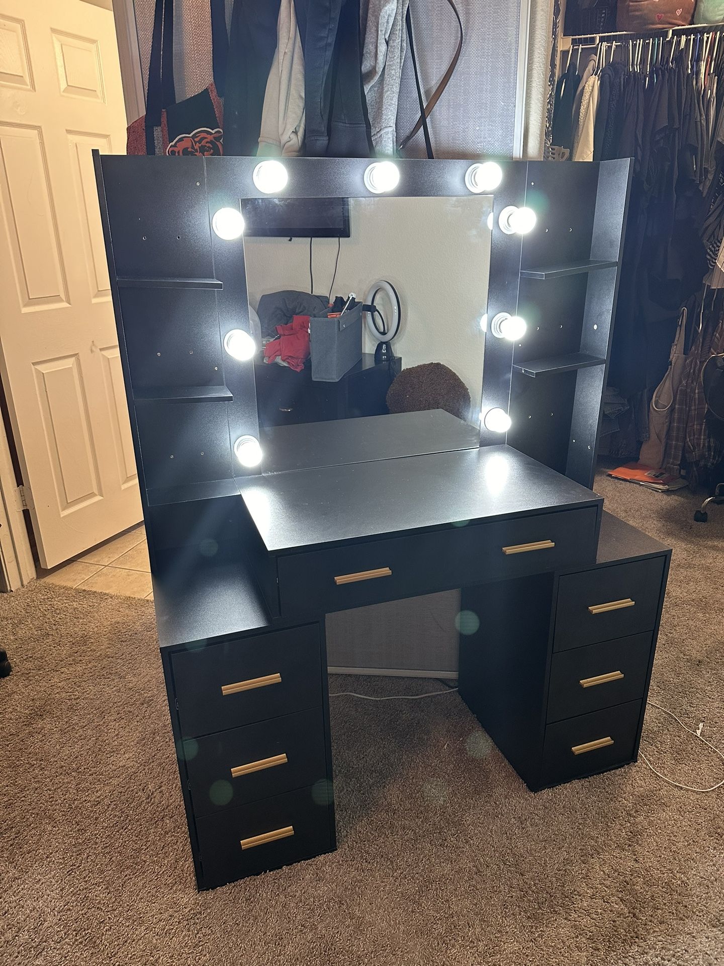 Vanity Desk With Mirror Lights 