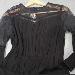 Lace Long Sleeved Black Dress 