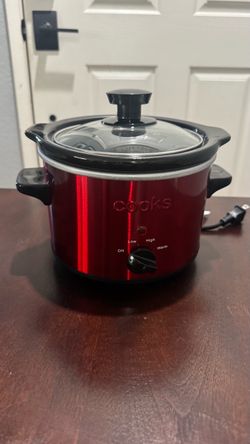 Cooks Red Slow Cooker with Glass Lid