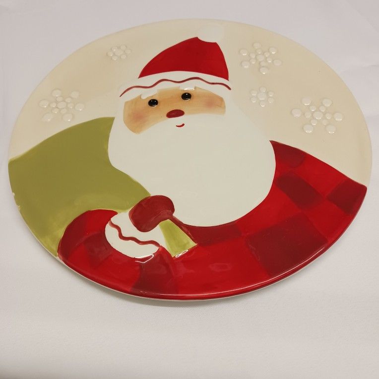 BRAND NEW SANTA PLATE AND 3 SAUCERS