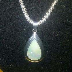 Big Chain Sterling sterling. Pendent Mother Of Pearl .22 In Chain Italy