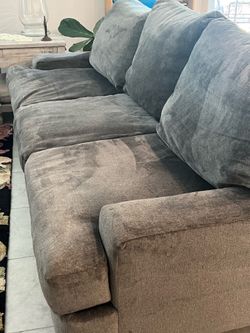 Down feather Living Spaces Sofa and Loveseat Gray