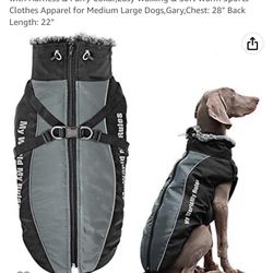 Didog Waterproof Dog Winter Jackets,Cold Weather Dog Coats with Harness & Furry Collar,Easy Walking & Soft Warm Sports Clothes Apparel for Medium Larg