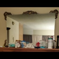 VINTAGE MIRROR & ENTERTAINMENT CENTER TUBE TV