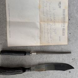 Vintage Stag Handle Carving Knife Set w/ Case