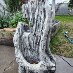 Rustic Illuminated Log Water Fountain 