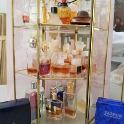 Perfumes lots of beautiful bottles in the case And nice China available as well