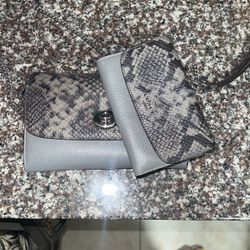Beautiful Grey Faux Snake And Leather Coach Purse And Matching Wallet 