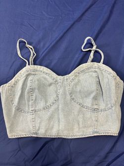Light Wash Denim Bustier Crop Top