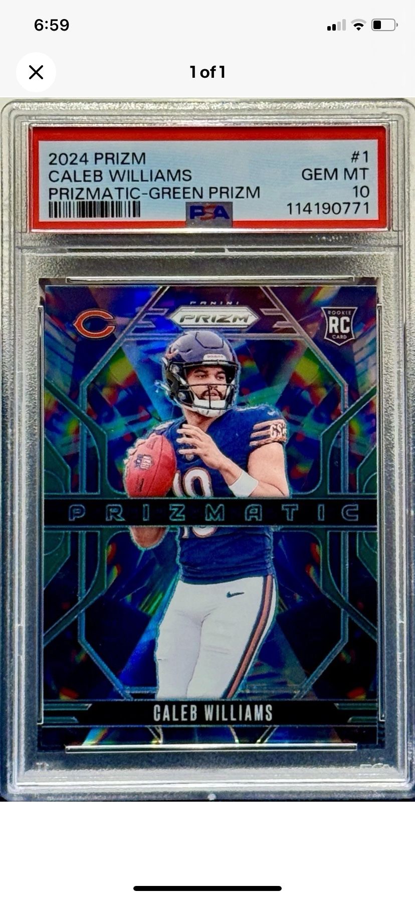 2024 Prizm Caleb Willliams Prismatic Green Psa 10
