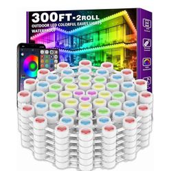 300FT Permanent Outdoor RGB Lights - IP67 Waterproof with Smart App Control Remote, DIY Scene Modes, Music Synchronization