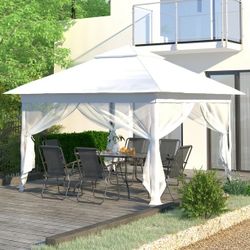 On Sale!! 11x11 ft Gazebo Tent with Mosquito Netting, Water Resistance. White Color
