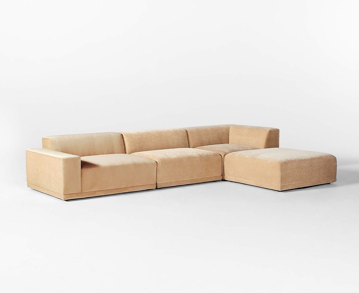 Faible 4-Piece Wheat Performance Velvet Sectional Sofa With Left-Arm