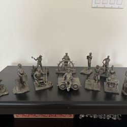 Fine Pewter Figures Collection, Franklin Mint “American Workers” 1977. Complete Set Of 12. Perfectly Stored, Mint Condition. 
