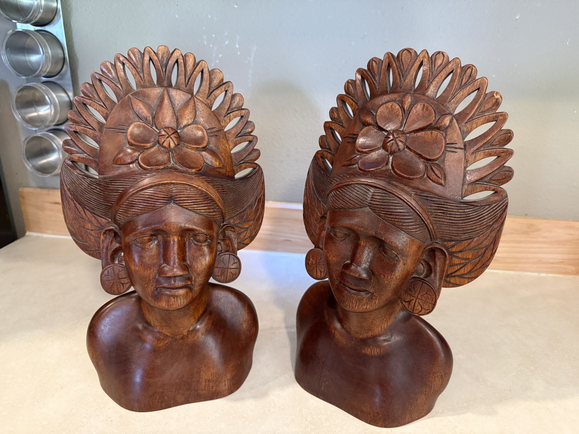 Indonesian Wooden Carved Art | Pair